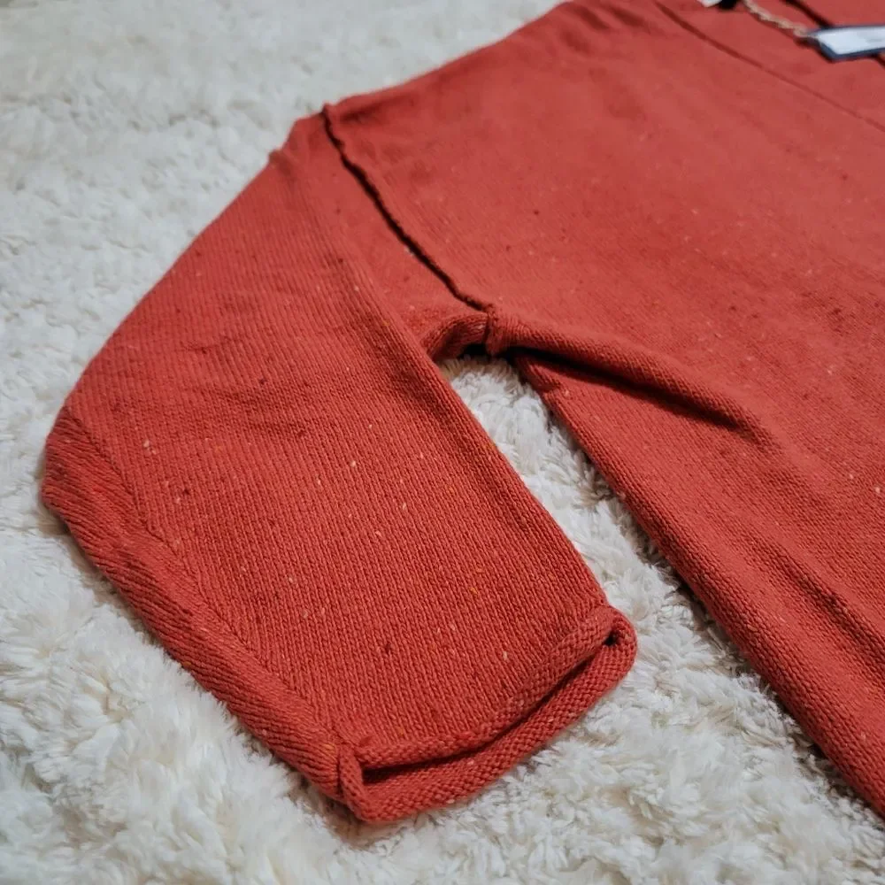 Universal Thread Orange Oversized Knit Flecked Button-Up Cardigain